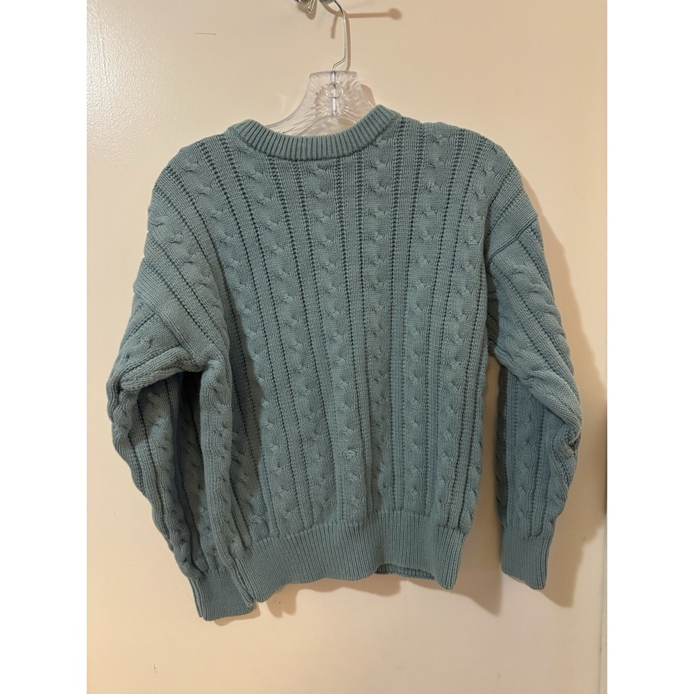 Vintage Eddie Bauer Fisherman Cable Knit Sweater Blue Men's Medium Cotton‎